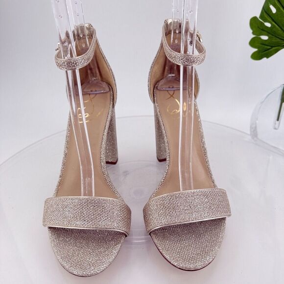 Sam Edelman Womens Yaro Sandals Ankle Strap Block Heel Gold Shimmer Size 10 Prom - Picture 5 of 16